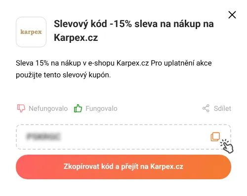 Návod jak zkopírovat slevový kód Karpex.cz