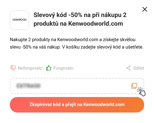 Návod jak zkopírovat promo kód Kenwoodworld.com