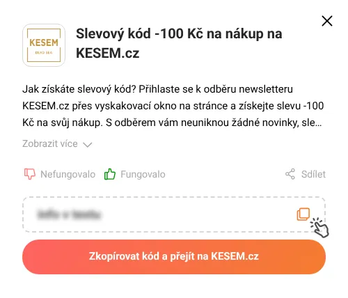 Návod jak zkopírovat slevový kupón KESEM.cz