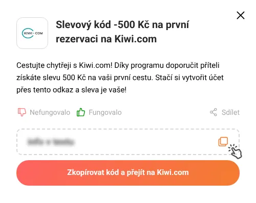 Návod jak zkopírovat promo kód Kiwi.com