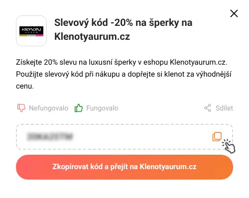 Návod jak zkopírovat slevový kupón Klenotyaurum.cz