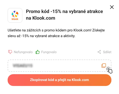 Návod jak zkopírovat promo kód Klook.com