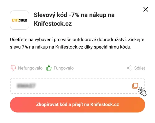 Návod jak zkopírovat slevový kód Knifestock.cz
