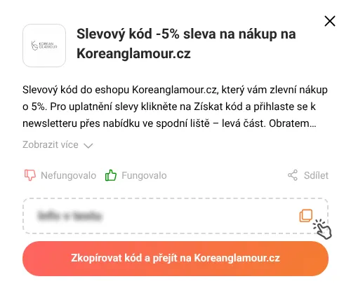 Návod jak zkopírovat slevový kupón Koreanglamour.cz