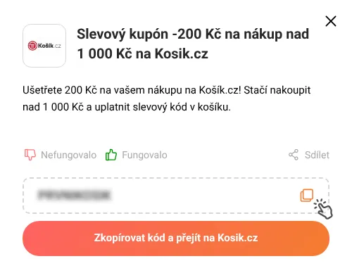 Návod jak zkopírovat slevový kód Kosik.cz