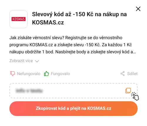 Návod jak zkopírovat slevový kupón KOSMAS.cz
