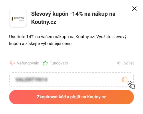 Návod jak zkopírovat slevový kód Koutny.cz