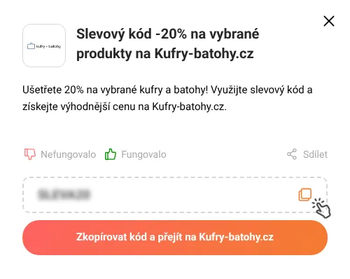Návod jak zkopírovat slevový kupón Kufry-batohy.cz