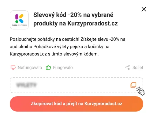 Návod jak zkopírovat slevový kód Kurzyproradost.cz