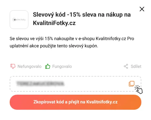 Návod jak zkopírovat slevový kód Kvalitnifotky.cz