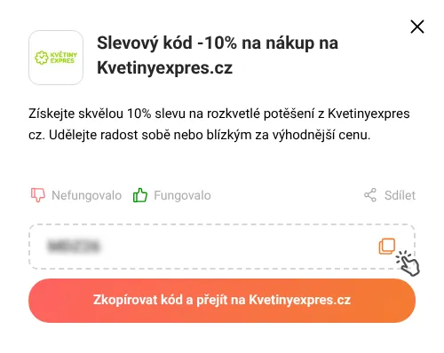 Návod jak zkopírovat slevový kupón Kvetinyexpres.cz