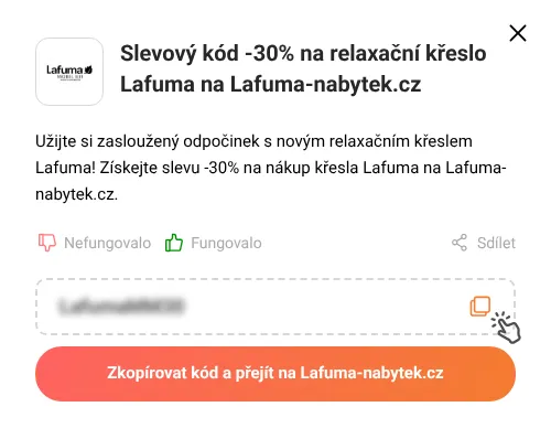 Návod jak zkopírovat slevový kupón Lafuma-nabytek.cz