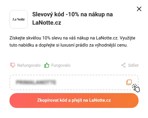 Návod jak zkopírovat slevový kód LaNotte.cz