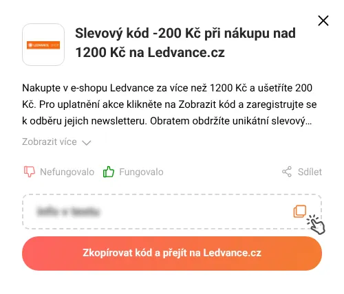 Návod jak zkopírovat slevový kód Ledvance.cz