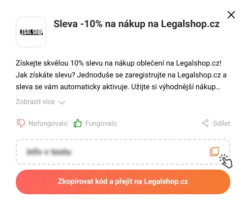 Návod jak zkopírovat slevový kupón Legalshop.cz