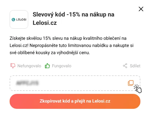 Návod jak zkopírovat slevový kód Lelosi.cz