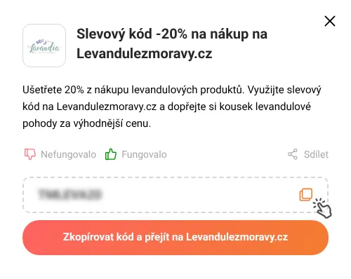 Návod jak zkopírovat slevový kupón Levandulezmoravy.cz