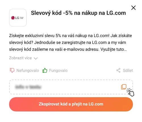Návod jak zkopírovat slevový kód LG.com