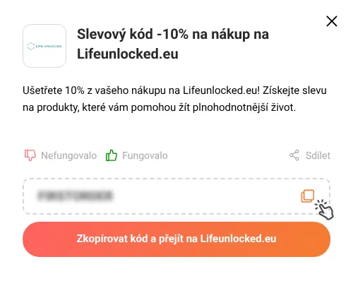 Návod jak zkopírovat slevový kód Lifeunlocked.eu