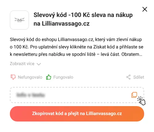 Návod jak zkopírovat slevový kupón Lillianvassago.cz