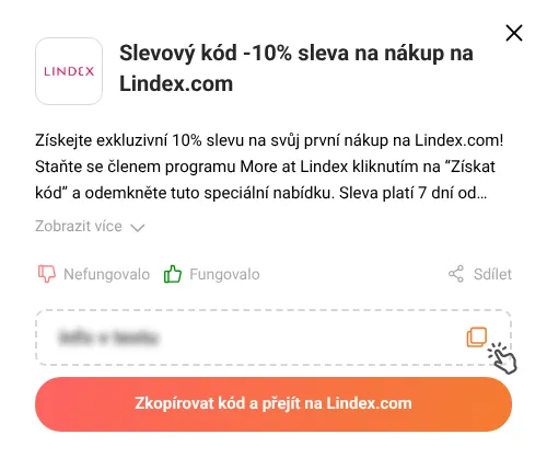 Návod jak zkopírovat slevový kód Lindex.com
