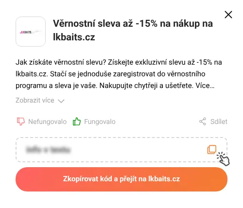 Návod jak zkopírovat slevový kód lkbaits.cz