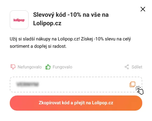 Návod jak zkopírovat slevový kód Lolipop.cz