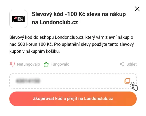 Návod jak zkopírovat slevový kupón Londonclub.cz
