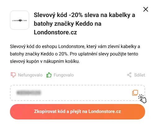 Návod jak zkopírovat slevový kupón Londonstore.cz