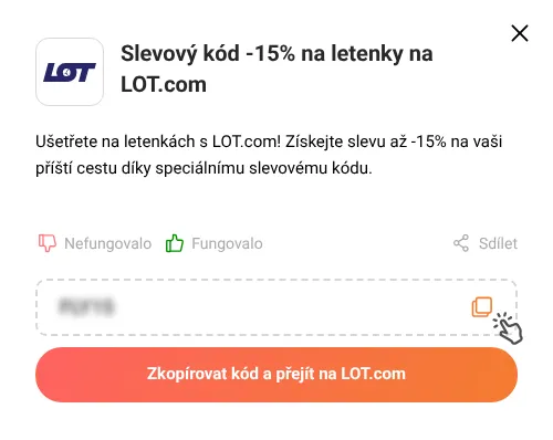 Návod jak zkopírovat slevový kód LOT.com