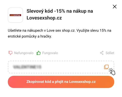 Návod jak zkopírovat slevový kód Lovesexshop.cz