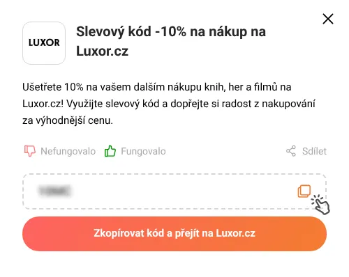 Návod jak zkopírovat slevový kód Luxor.cz