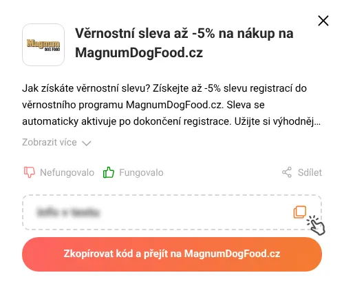 Návod jak zkopírovat slevový kupón MagnumDogFood.cz