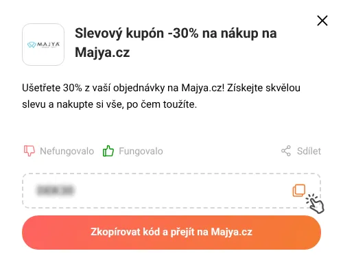 Návod jak zkopírovat slevový kód Majya.cz