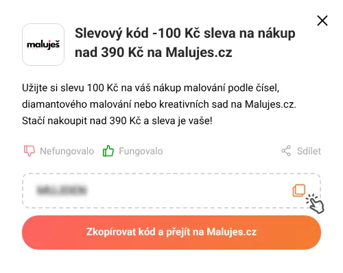 Návod jak zkopírovat slevový kupón Malujes.cz