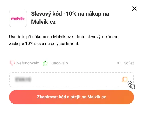 Návod jak zkopírovat slevový kód Malvik.cz