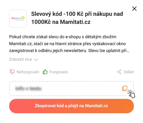 Návod jak zkopírovat slevový kupón Mamitati.cz