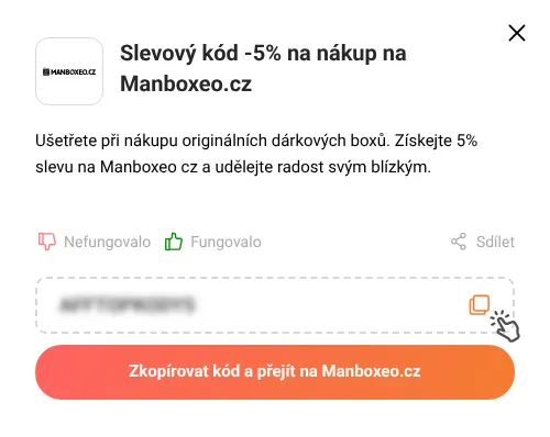 Návod jak zkopírovat slevový kód Manboxeo.cz