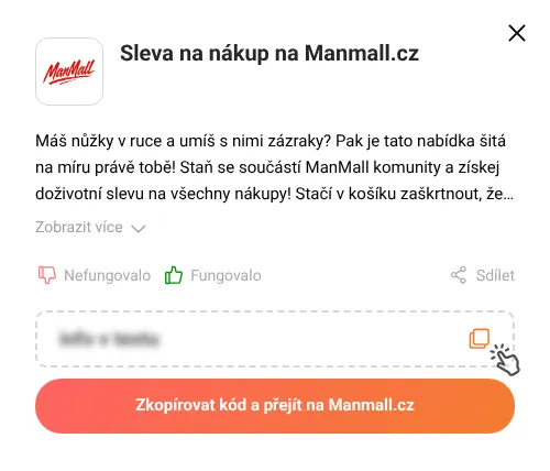 Návod jak zkopírovat slevový kupón Manmall.cz