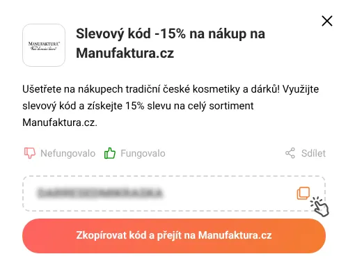 Návod jak zkopírovat slevový kód Manufaktura.cz