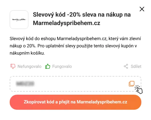 Návod jak zkopírovat slevový kupón Marmeladyspribehem.cz