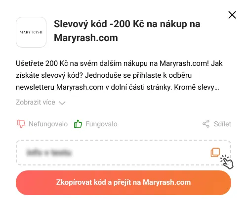 Návod jak zkopírovat slevový kód Maryrash.com