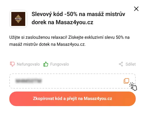 Návod jak zkopírovat slevový kód Masaz4you.cz