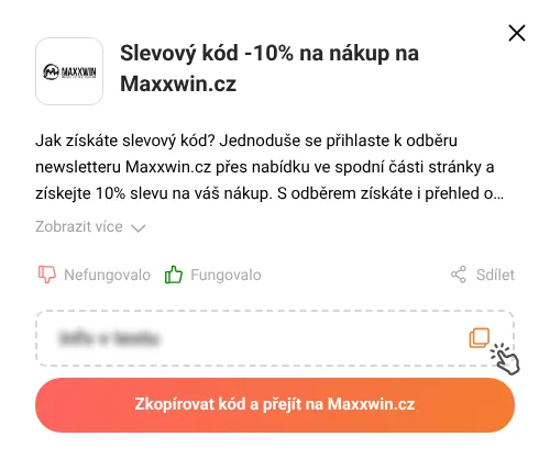 Návod jak zkopírovat slevový kód Maxxwin.cz