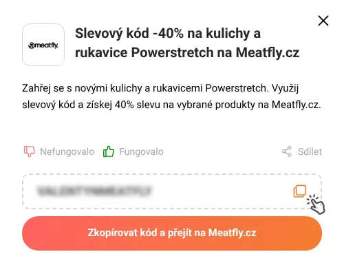 Návod jak zkopírovat slevový kód Meatfly.cz