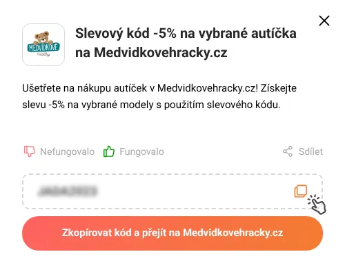 Návod jak zkopírovat slevový kód Medvidkovehracky.cz