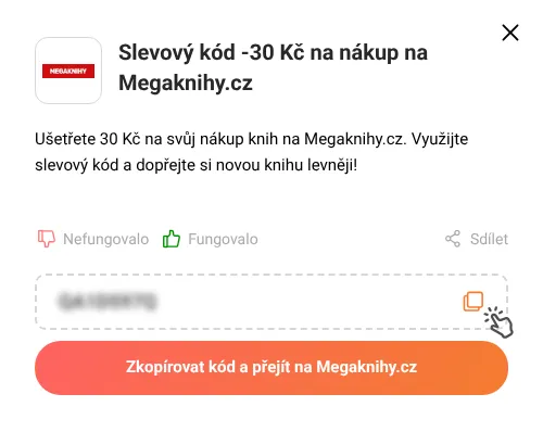 Návod jak zkopírovat slevový kód Megaknihy.cz