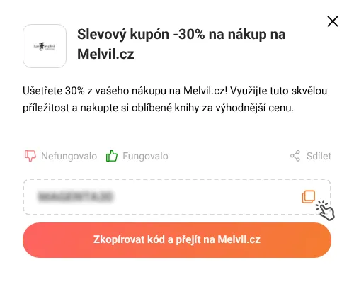 Návod jak zkopírovat slevový kupón Melvil.cz