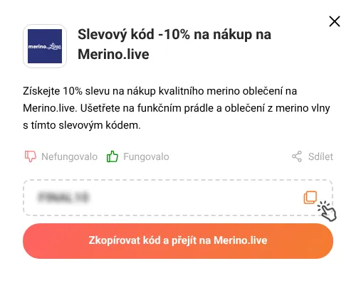 Návod jak zkopírovat slevový kupón Merino.live
