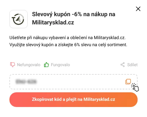 Návod jak zkopírovat slevový kód Militarysklad.cz